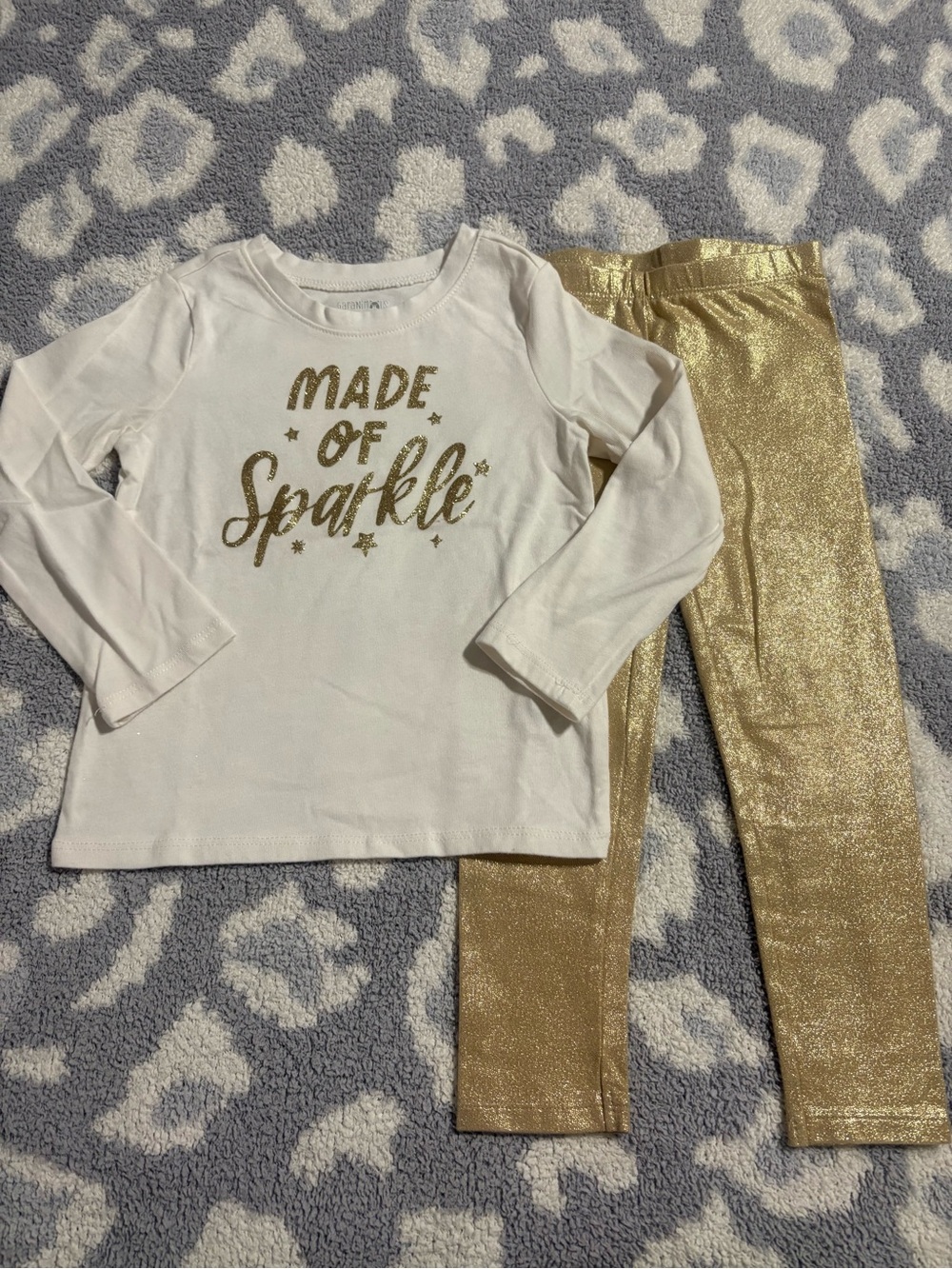 Long Sleeve Top and Sparkle Gold Leggings Matching Set 3T